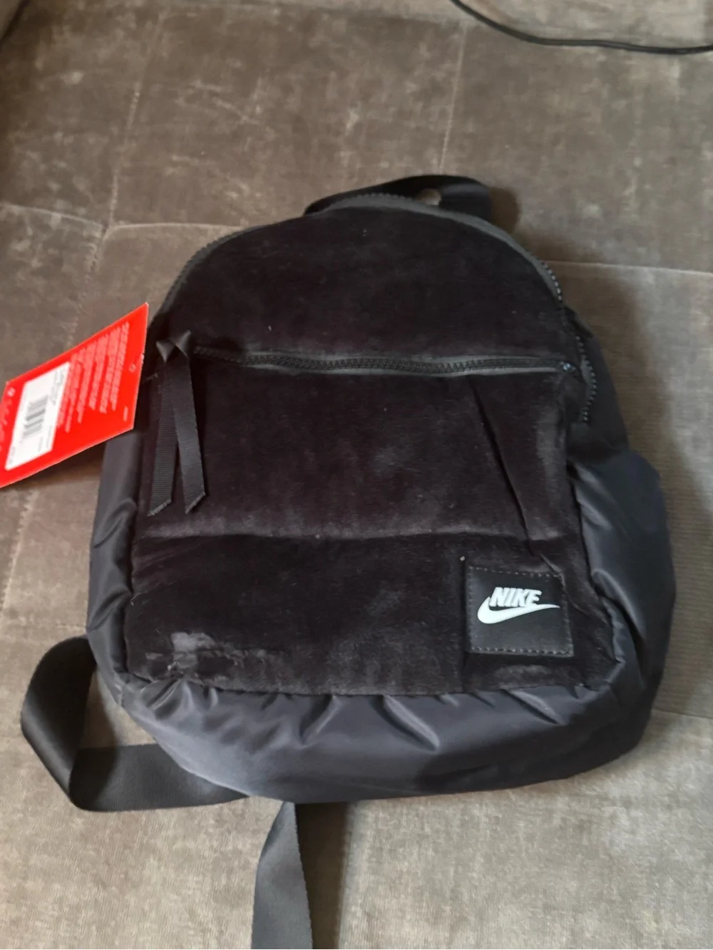Nike Black Velvet-Front Mini Backpack